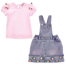 Load image into Gallery viewer, PRE ORDER - Pink Rosebud T-Shirt &amp; Skirt Dungarees