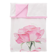 Load image into Gallery viewer, Reversible Pink &amp; White Roses Baby Blanket