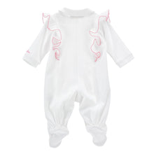 Load image into Gallery viewer, White Embroidered Roses Frill Babygrow