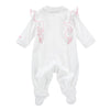 White Embroidered Roses Frill Babygrow