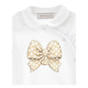 PRE ORDER - White & Gold Bow Babygrow Set