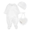 PRE ORDER - White & Gold Bow Babygrow Set