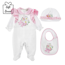 Load image into Gallery viewer, PRE ORDER - White &amp; Pink Flower Babygrow Set