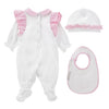 PRE ORDER - White & Pink Flower Babygrow Set