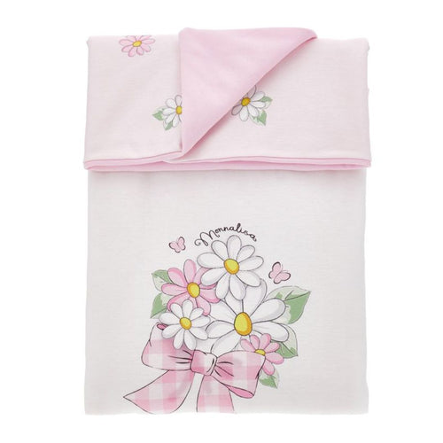 PRE ORDER - Reversible Pink & White Flower Baby Blanket