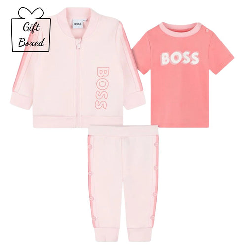 Pink Logo Tracksuit & T-Shirt Set