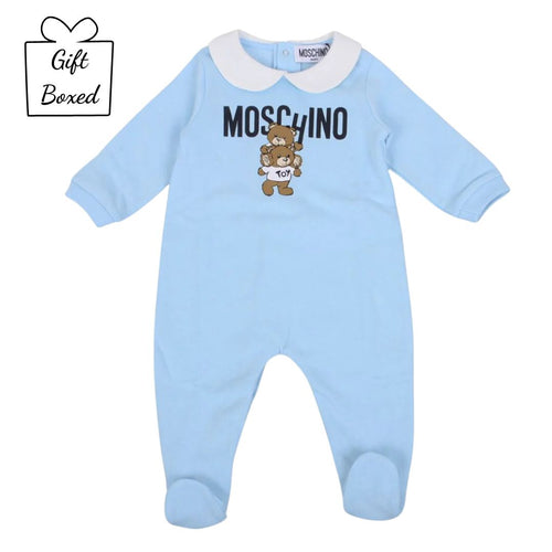 Blue Teddy Logo Babygrow