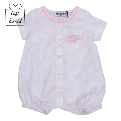 White & Pink Bear Romper Gift Boxed