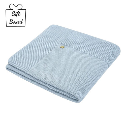 Chalk Blue Knitted Blanket