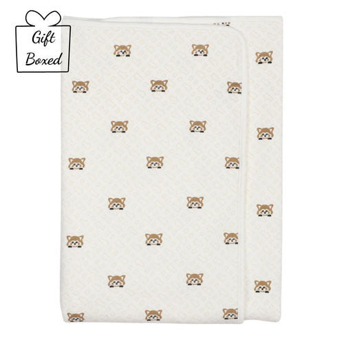 Ivory Velour Reversible Panda Blanket Gift Boxed