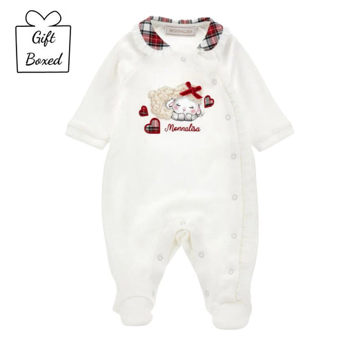 Ivory & Tartan Applique Babygrow