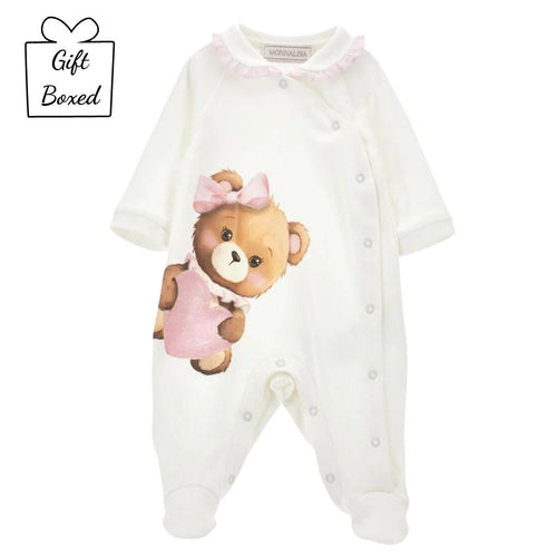 Ivory Bear Heart Babygrow