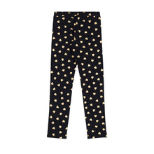 Load image into Gallery viewer, Black &amp; Metallic Gold Hearts Leggings