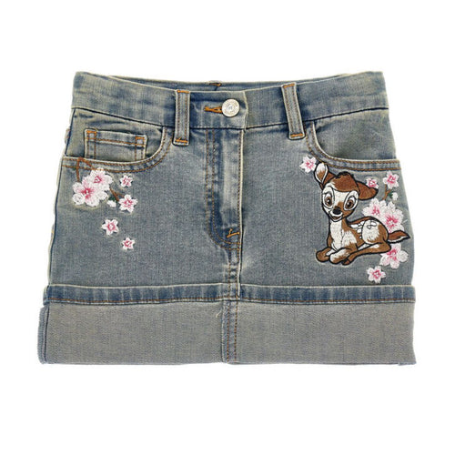 Bambi & Blossom Embroidered Denim Skirt