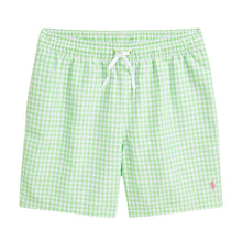 Load image into Gallery viewer, Green &amp; White Checked Swim Shorts