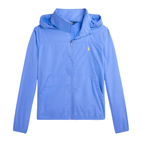 Blue Water-Repellent Hooded Jacket