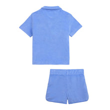 Load image into Gallery viewer, Blue Terry Polo Top &amp; Shorts Set