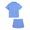 Blue Terry Polo Top & Shorts Set