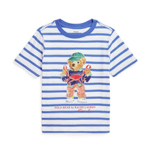 Load image into Gallery viewer, Blue &amp; White Striped Bear T-Shirt