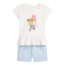 Load image into Gallery viewer, Baby Girls Blue Gingham Shorts &amp; T-Shirt