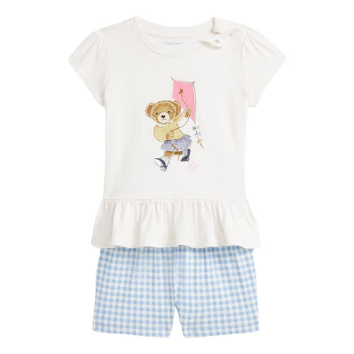 Baby Girls Blue Gingham Shorts & T-Shirt