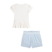 Load image into Gallery viewer, Baby Girls Blue Gingham Shorts &amp; T-Shirt