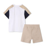 Babies Stone & Navy Shorts Set