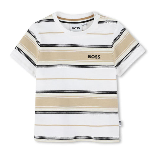 Babies Beige & White Striped T-Shirt