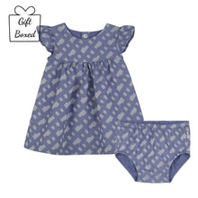 Load image into Gallery viewer, Blue Monogram Print Dress &amp; Bloomers