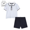 Blue Checked Polo Shirt & Shorts Set