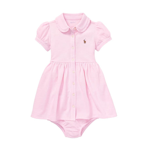 Baby Girls Pink Oxford Dress & Bloomers