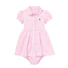 Baby Girls Pink Oxford Dress & Bloomers