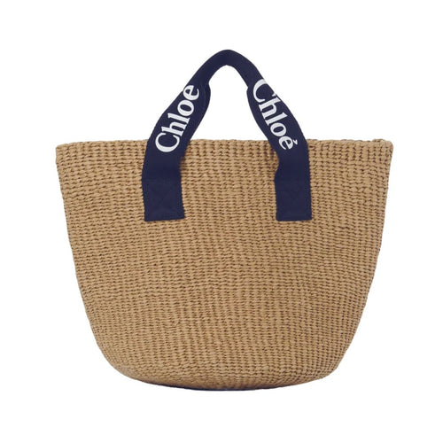 Beige & Navy Basket Bag