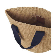 Load image into Gallery viewer, Beige &amp; Navy Basket Bag