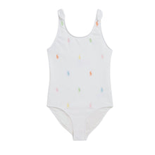 Load image into Gallery viewer, Girls White Polo Pony Swimsuit