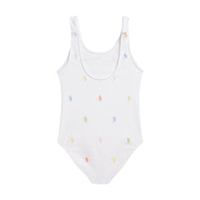 Load image into Gallery viewer, Girls White Polo Pony Swimsuit