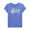 Blue Lemons & Embroidered Flower T-Shirt