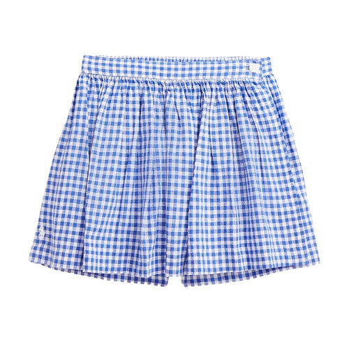 Gingham Linen Blend Wrap Skort