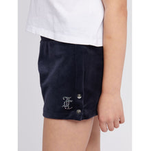 Load image into Gallery viewer, White T-Shirt &amp; Navy Velour Shorts Set