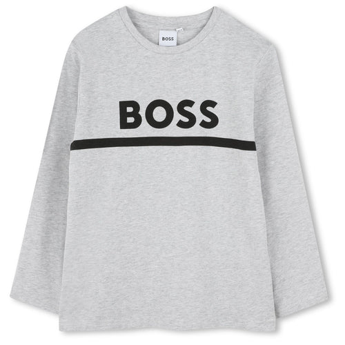 Grey LS Stripe Logo T-Shirt