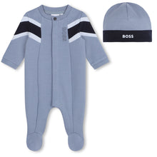 Load image into Gallery viewer, Blue Babygrow &amp; Hat Set