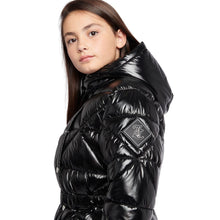 Load image into Gallery viewer, Shiny Black Belted Puffer Coat