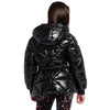 Shiny Black Belted Puffer Coat