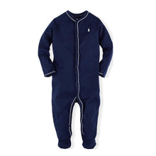 Load image into Gallery viewer, Navy &amp; White Trim Babygrow