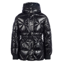 Load image into Gallery viewer, Shiny Black Belted Puffer Coat