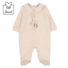 Load image into Gallery viewer, Beige Velour Teddy Babygrow