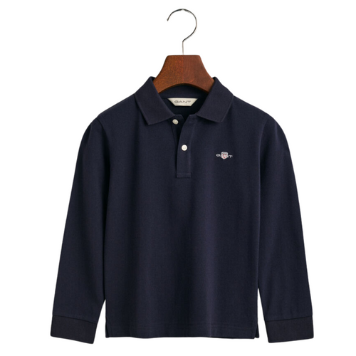 Navy LS Logo Polo Top