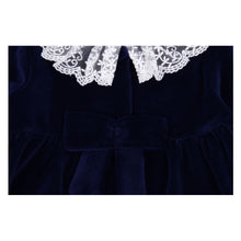 Load image into Gallery viewer, Navy Velour &amp; Lace Collar All In One