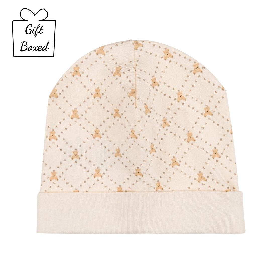 Beige Teddy Print Hat