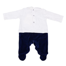 Load image into Gallery viewer, Navy &amp; Ivory Waistcoat Babygrow